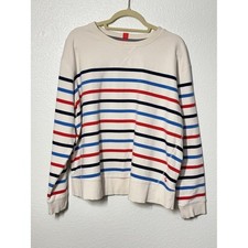 Joules Womens Striped Sweatshirt Cream Red Navy Blue Crew Neck Size US 14