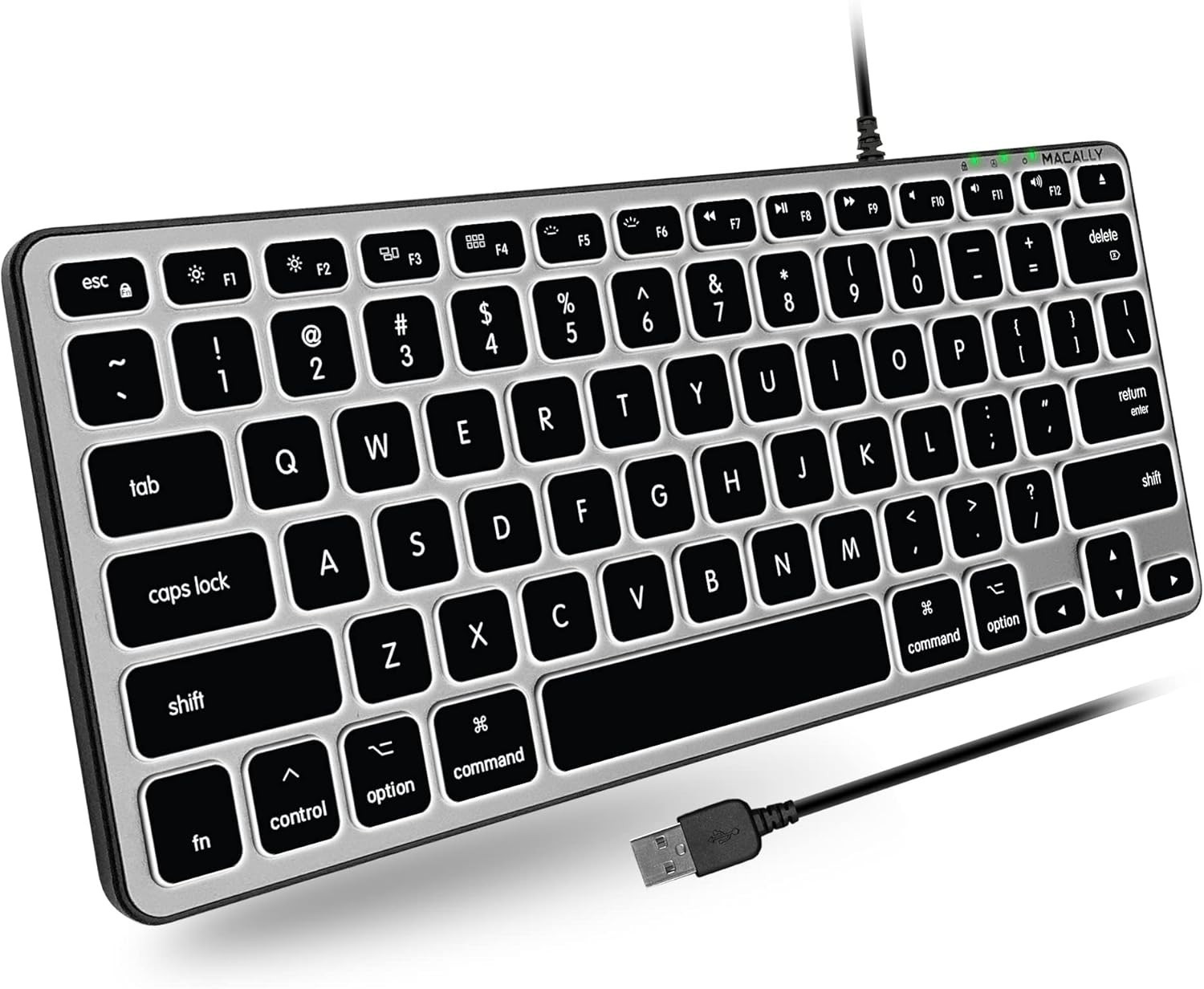 Macally Backlit Wired Keyboard for Mac | Compatible Apple Ke