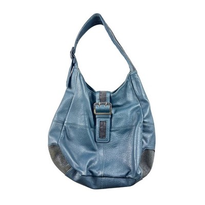 Joe's Blue Hobo Bag Pebbled Slouchy Shoulder Bag Women Blue Buckle Trim Indie