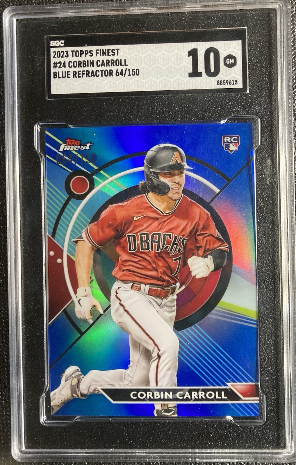 2023 Topps Finest CORBIN CARROLL #24 BLUE REFRACTOR /150 SGC 10 GEM
