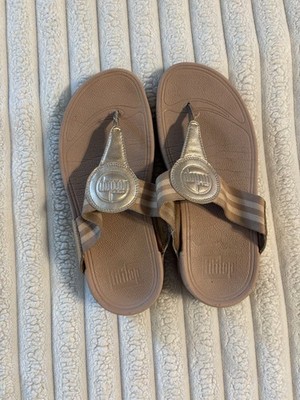 FitFlop Walk Star Sandals Womens 9 Metallic Bronze Flip Flop Fitness shoes