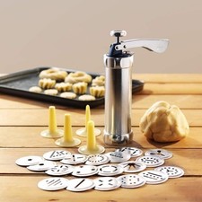 Stainless Steel Cookie Press Set with 20 Cookie Discs