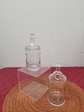 Vintage Glass Apothecary Jars With Finial Lids For Candy/Trinkets Clear Glass