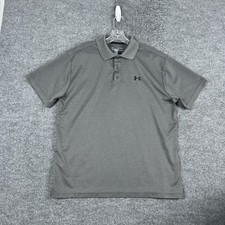 Under Armour Polo Shirt Mens XL Gray HeatGear Golf Performance Short Sleeve