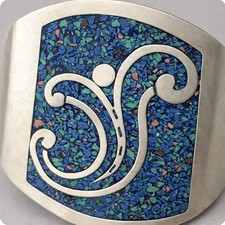 Alpaca Mexico Silver Belt Buckle And Belt Ornate