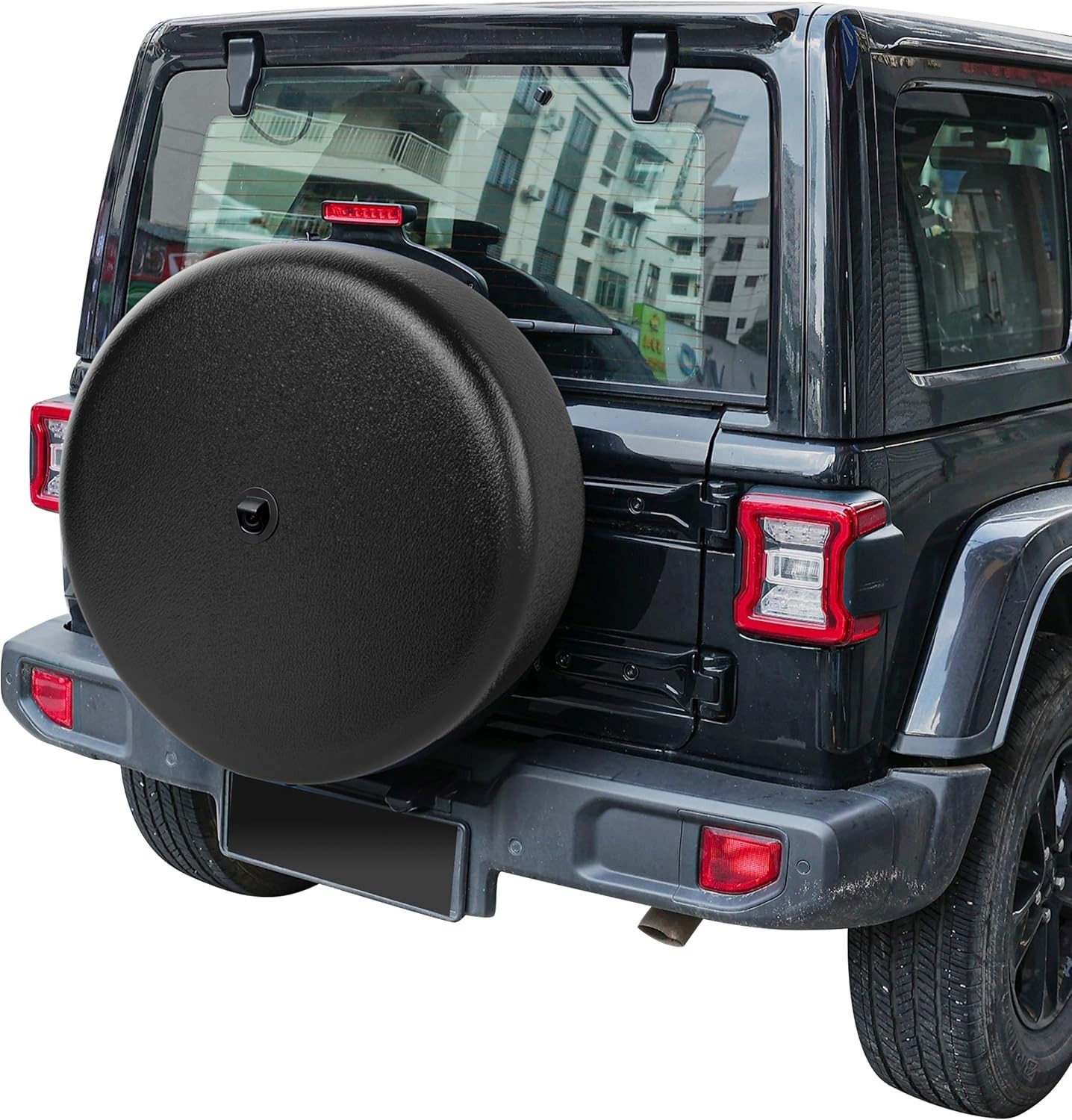Durable Black Tire Cover with Camera Hole for Jeep Wrangler JL - UV Protection thumbnail 3