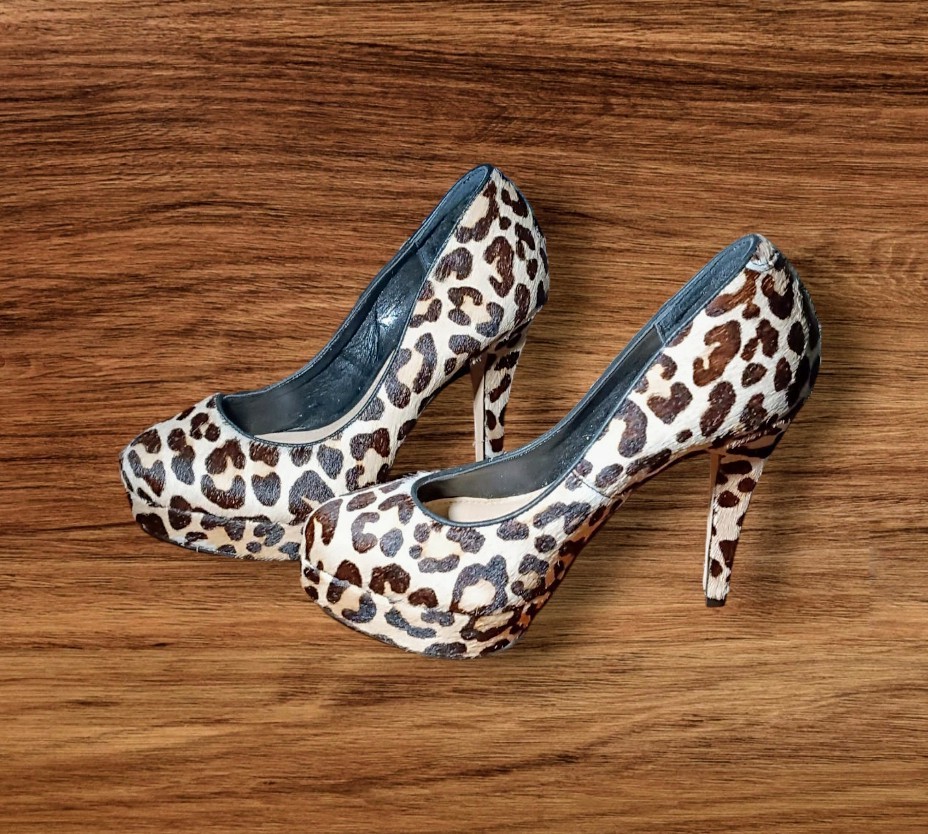 Carvela Kurt Geiger Leopard Animal Print Faux Fur High Heels Shoes
