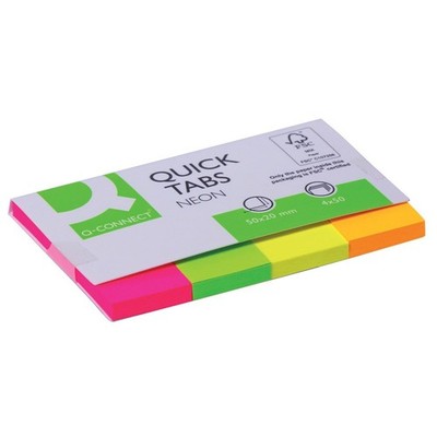 Q-Connect Neon Quick Tabs, Haftnotizen, Haftmarker 4x50 Blatt | 20 x 50 mm, Neon