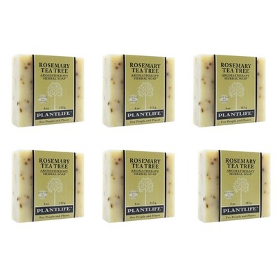 Plantlife Rosemary Tea Tree 6-Pack Bar Soap - Moisturizing, Soothing, Natural