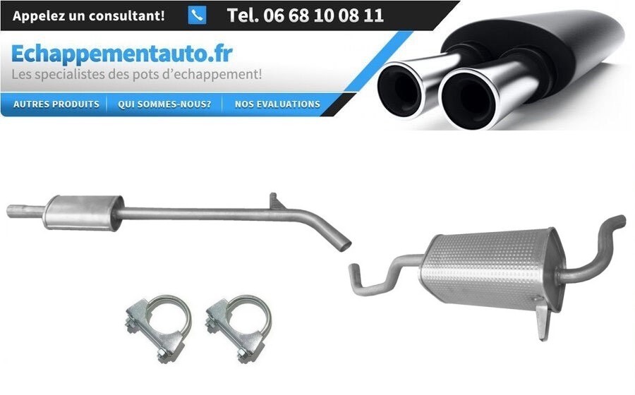 Pot échappement Clio 3 1.4 avec silencieux arrière et tube central 8200385675