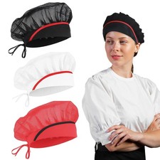 3 Pcs Elastic Kitchen Cooking Hat for One Size, Black Red White Mash