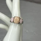 Vintage STS Sterling Silver Three Stone Pink Opal Ring Size 7