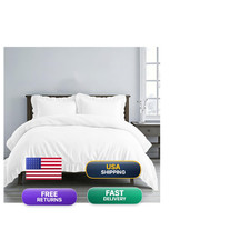 Kotton Culture 3 Pc White Ruffle Trim Duvet Cover Set Queen/Full Size -100