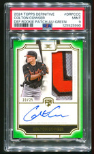 2024 TOPPS DEFINITIVE COLTON COWSER ROOKIE PATCH AUTO GREEN RC /25 PSA 9 RPA