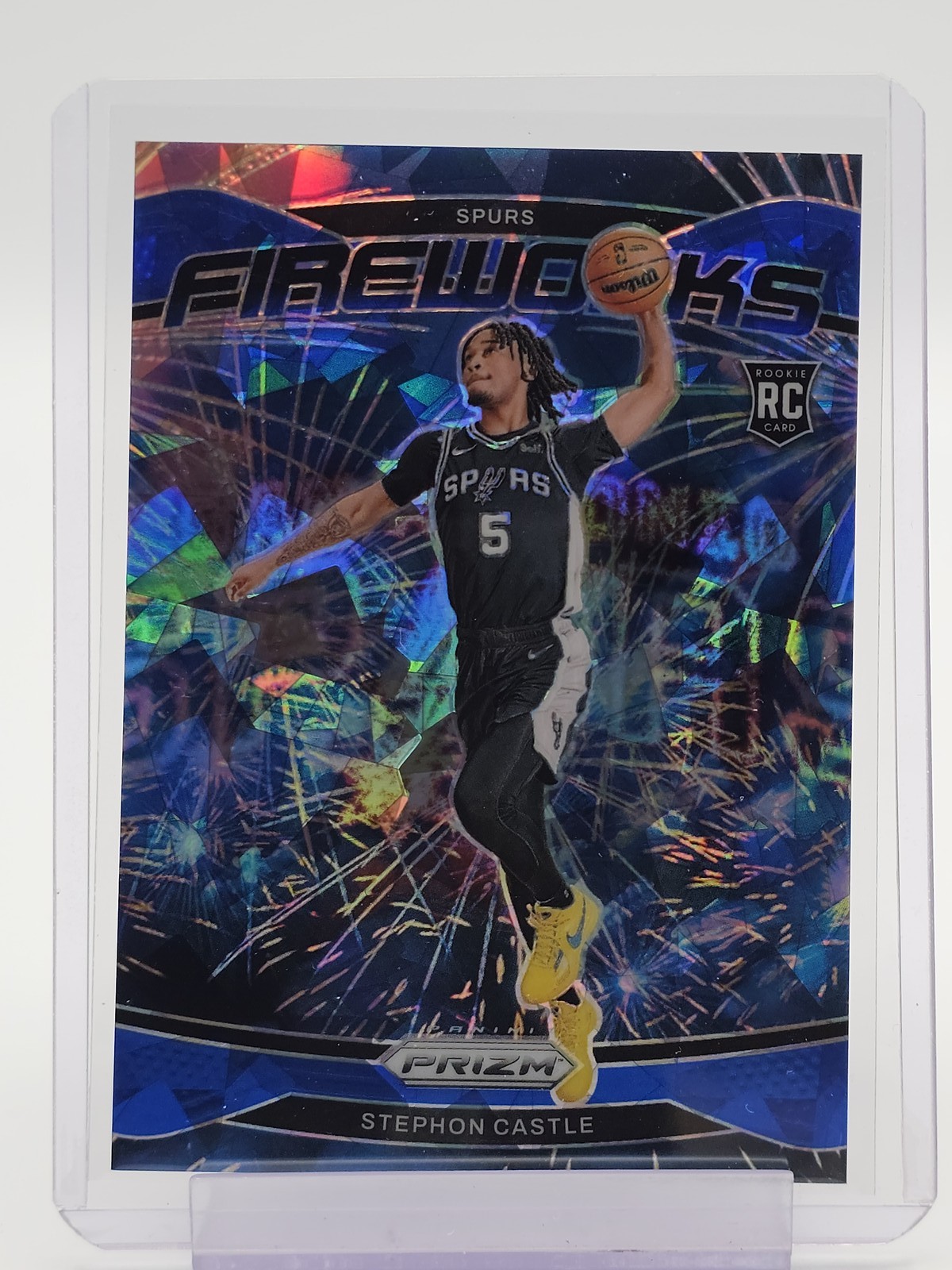 STEPHON CASTLE 2024-25 PRIZM FIREWORKS ROOKIE BLUE ICE /125 #13 SPURS Q0107