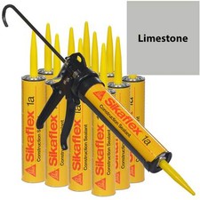 Sikaflex 1A Polyurethane Sealant, 10.1 oz, 12 Pack, Pro Caulk Gun, LIMESTONE