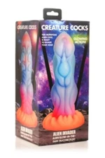 XR Brands Creature Cocks Alien Invaders Glow In The Dark Dildo, New