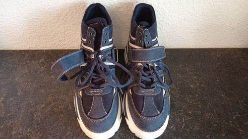 PLATEAUSCHUHE blau weiß Gr. 40 Damen ZUM SCHNÜREN + KLETTBAND Wolkensohle - Bild 7 von 9