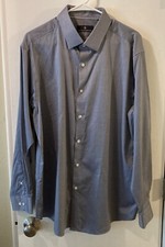 Hart Schaffner Marx Men's Blue Button Up Dress Shirt Long Sleeve Size XL