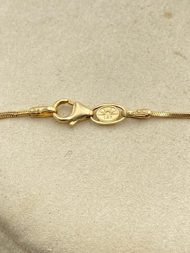 u343 Vintage 14K Yellow Gold Snake Link Chain Necklace 14" Long - Picture 3 of 5