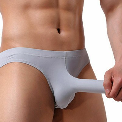 Seamless Mens Ice Silk Briefs Underwear Long Elephant Nose Lingerie Shorts M-2XL