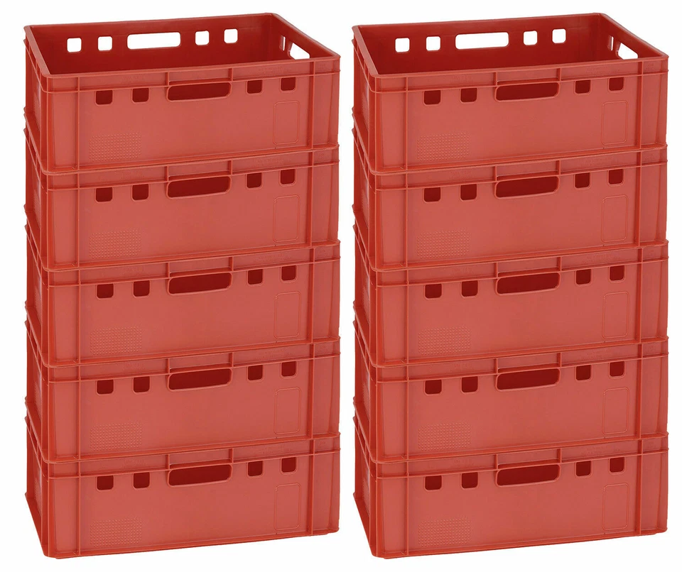 10 Lagerkiste Stapelbox Spielzeugkiste E2 60x40x20 cm rot NEU Gastlando