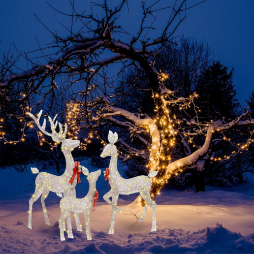 Christmas Lighted Reindeer Family Outdoor Christmas Yard Decoration Large Holida - Picture 7 of 7