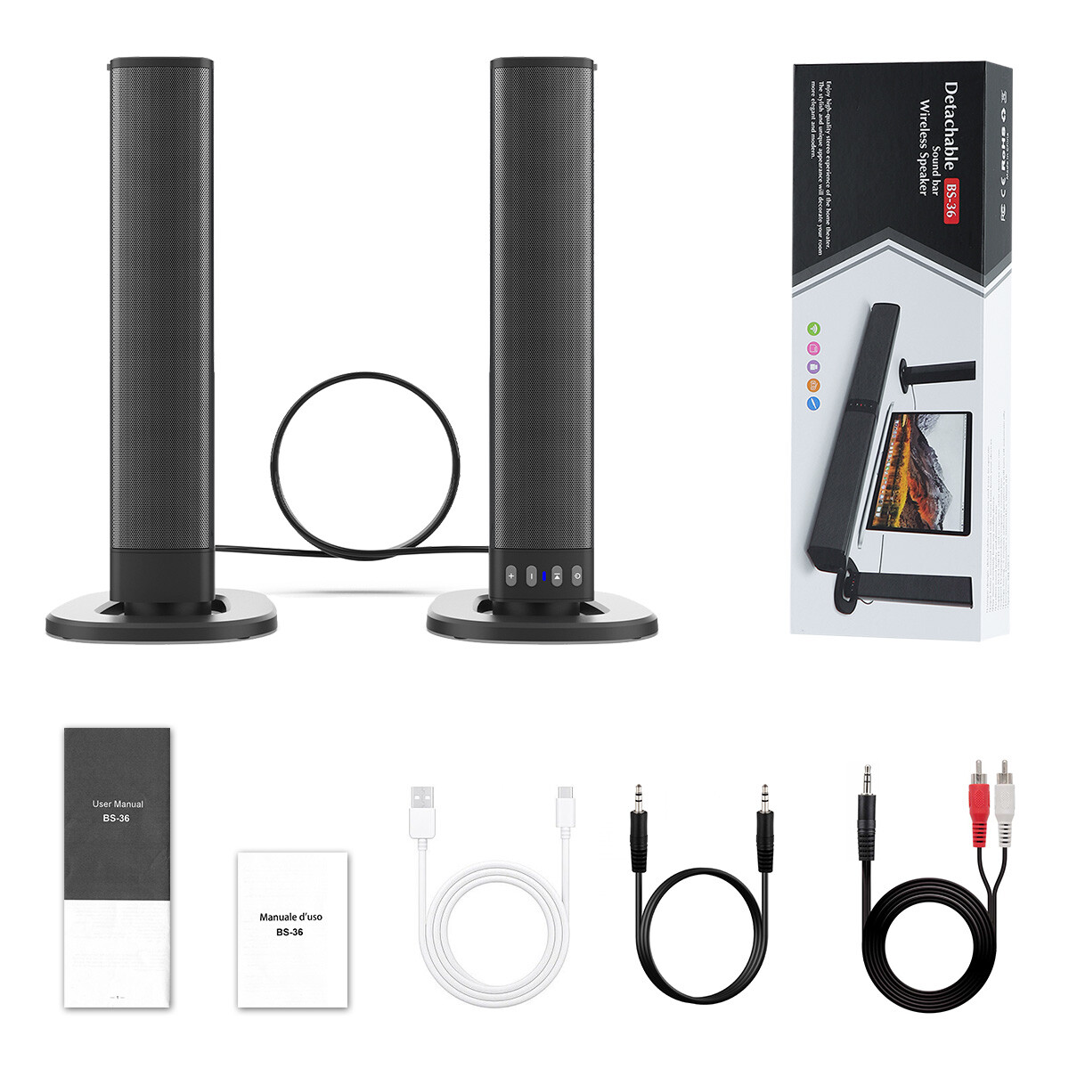 Bluetooth 5.0 Home TV Sound Bar Speaker System Wireless Subwoofer 3D Surround
