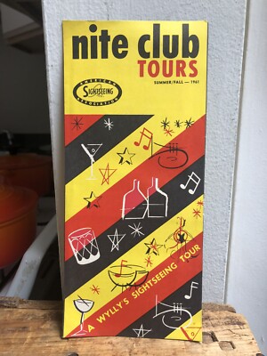 Vintage Wylly's Tours Inc NITE CLUB Tours Brochure 1962 Florida