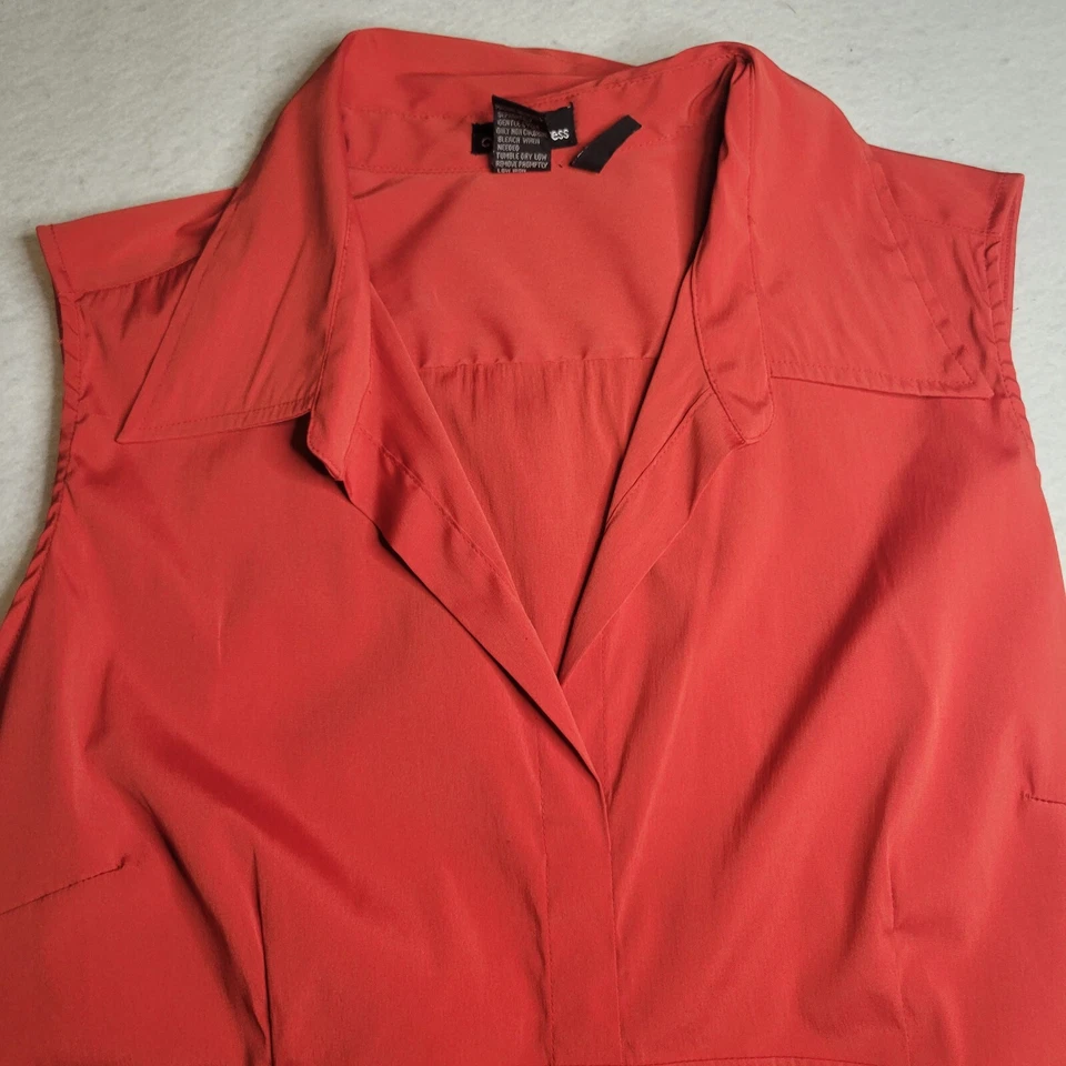 Top Cotton Express para mujer talla 2X rojo coral cuello en V sin mangas elásticas correas traseras Foto 3 de 4