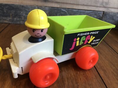 FISHER PRICE Jiffy Dump Truck PULL TOY #156 Vintage 1970 Little People Works