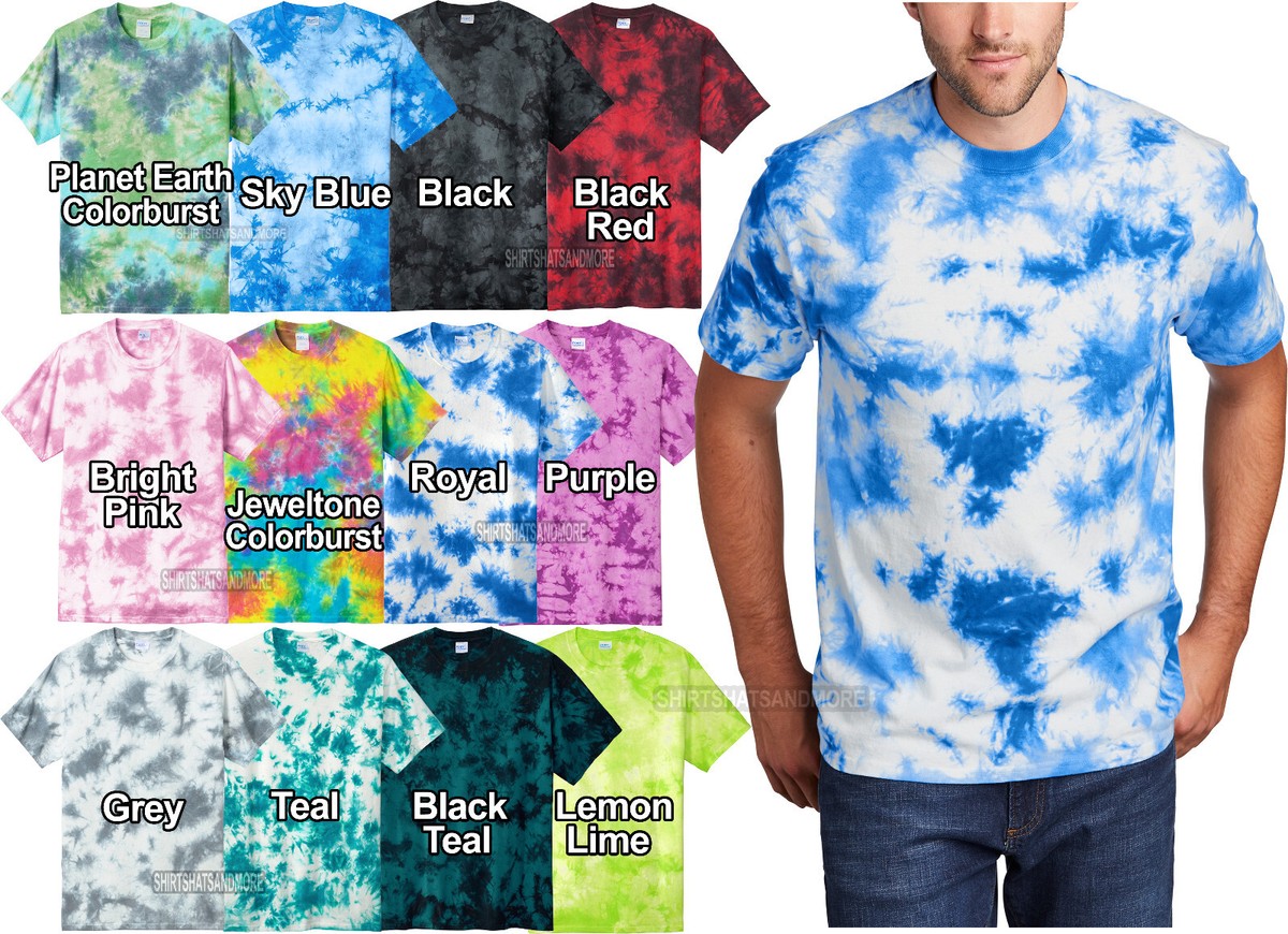 Mens Crystal Tie Dye T-Shirt S-XL 2XL, 3XL, 4XL 100% Cotton Tye