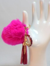 Rhinestone Bling Key Chain Fob Purse Phone Charm Tassel and Puff