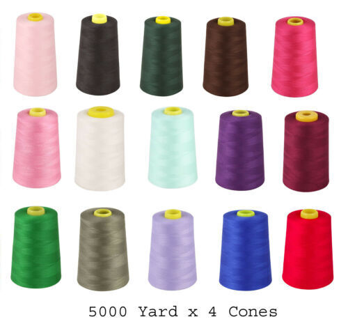 Overlocking Thread Polyester Industrial Sewing Machine 5000 Yard x 4 Cones