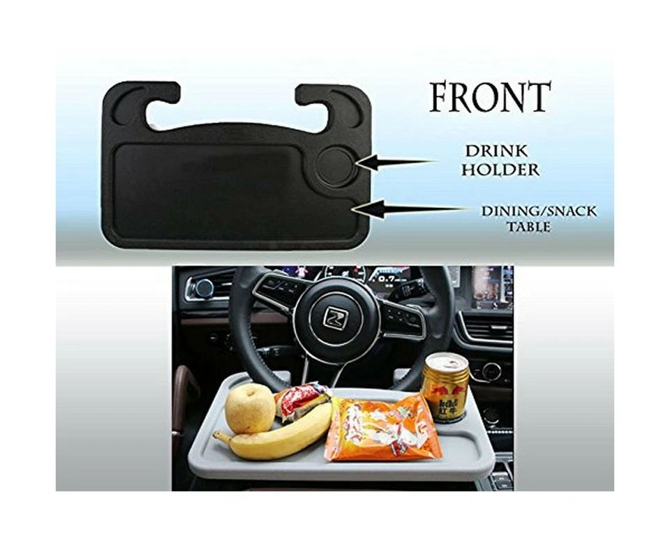 Steering Wheel Desk Car Table Tray Vehicle Seat Mount Notebook Eating Desk Black - Image 2 of 4