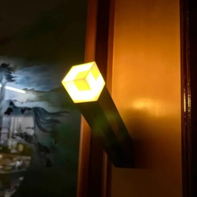 Minecraft Brownstone torch  Lamp Figure room lamp Minecraft decor Rechargeable