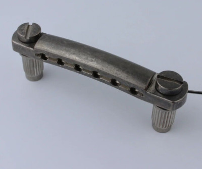 Aged Silver Guitar Stop Bar Tune O Matic Tailpiece For Epiphone,Gibson,Schecter
