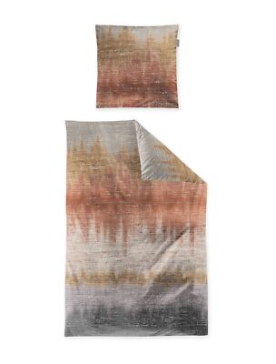 Irisette Feinbiber Bettwäsche Koala 135x200 Streifen kupfer rost grau 8546-50