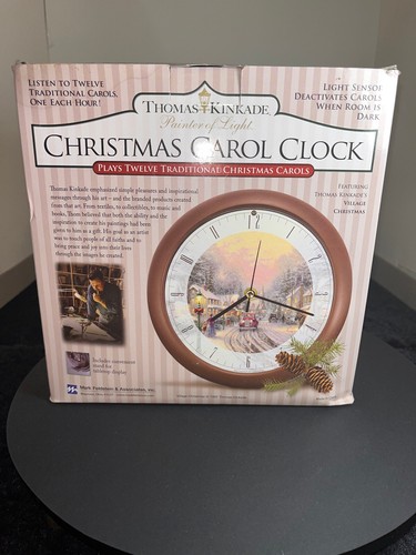 Thomas Kinkade Christmas Carol Clock Twelve Traditional Carols Painter of light - Picture 3 of 8