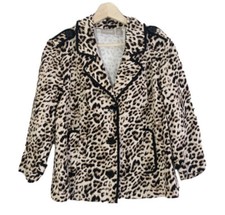 Chicos Blazer Jacket Animal Print 3/4 Sleeves Brown Black Sz M