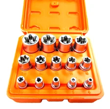 14 PC E Torx Star Female Bit Socket Set 1/2"/3/8"/1/4" Drive E4 -E24 203301