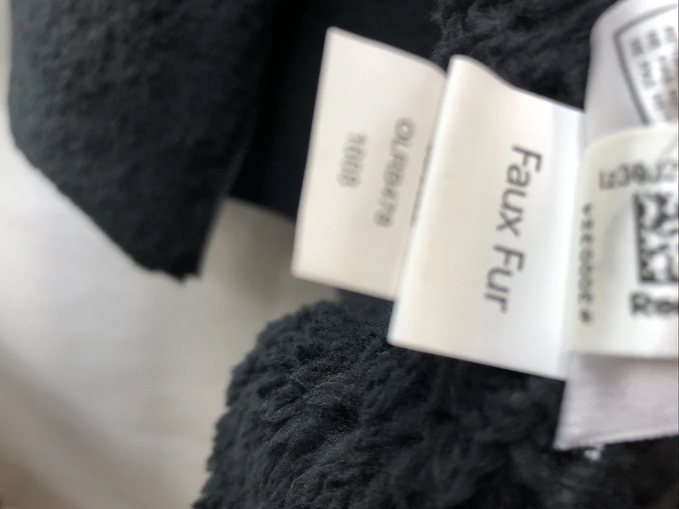 锐步女式小号夏尔巴羊毛夹克全拉链连帽黑色长袖 — 第 4/4 张图片