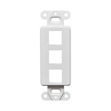 Decorator Style Keystone Jack 3 Port Modular Wall Insert Cover Plate White