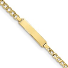 10K Yellow Gold Semi-solid Curb Link ID Bracelet L-8" W-4.5 mm, 2.04 gram