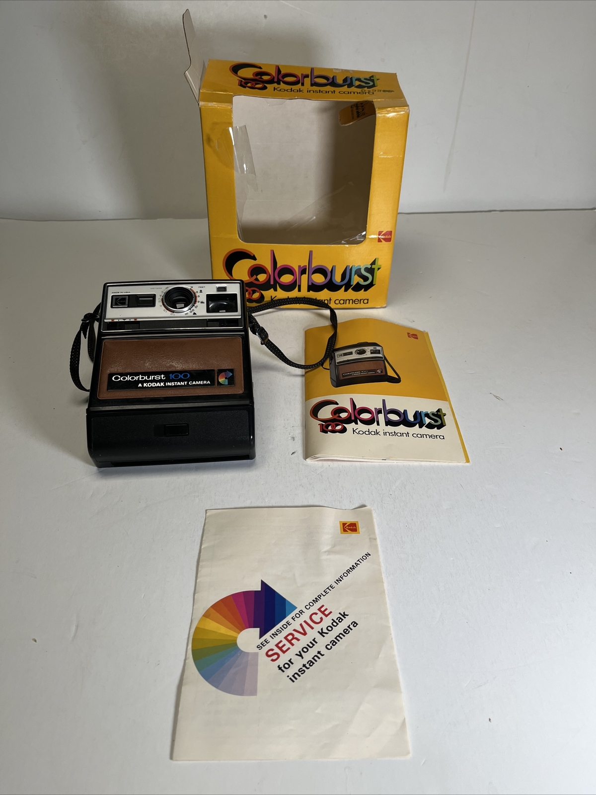 Kodak instant camera colorburst 100 with box and manuals. Film Cart In Camera.-image