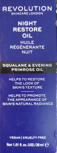 Revolution Night Restore Oil W/ Squalane & Evening Primrose Oil ,Vegan, NIB - Zdjęcie 1 z 5