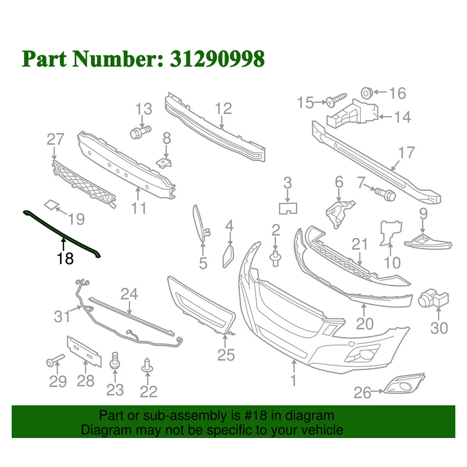 For 2010-2013 VOLVO XC60 Front Grille Hood Trim Cover Moulding 31290998 Chrome - Imagem 2 de 4
