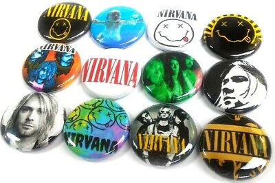 Lot 9 one Inch 1” Buttons Pins Badges NIRVANA KURT COBAIN 90s Seattle Alt Grunge