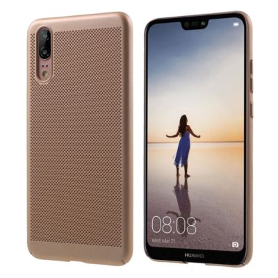 Huawei P20 Hard Case Hollow Mesh Rubberized Slim Dots Shell Schutz Hülle Gold