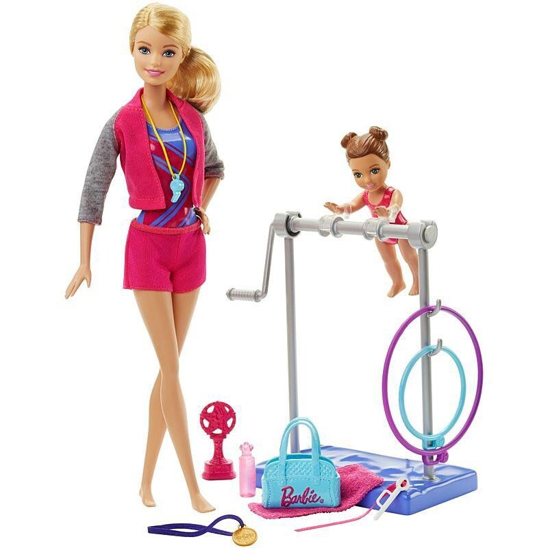RARE FIND!- Barbie Gymnastics Coach Playset - Blonde Doll